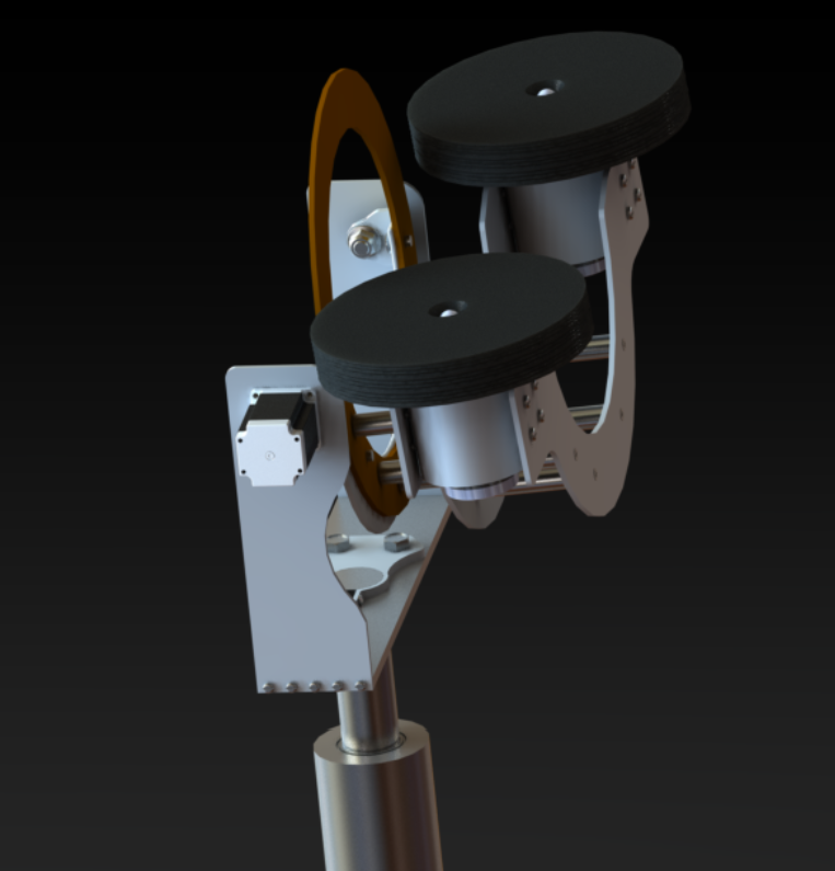 Mechanical CAD render of the goalkeeper training machine.
