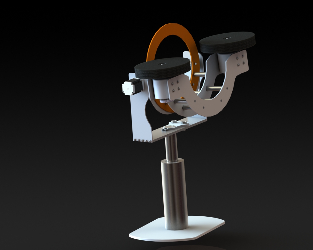 Detailed mechanical view of the goalkeeper training mechanism.